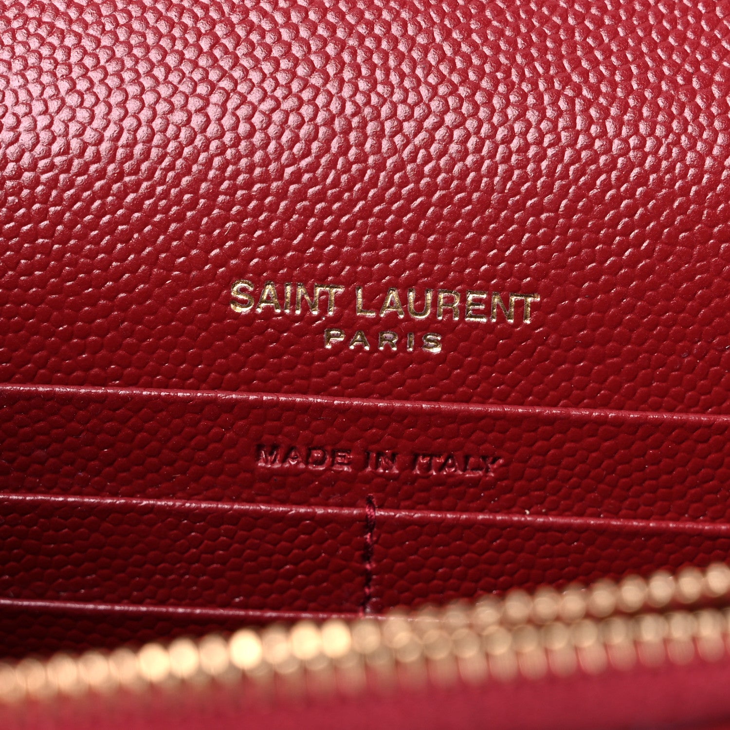 Saint Laurent Grain De Poudre Matelasse Chevron Monogram Envelope Chain Wallet Opyum Red 6 of 10