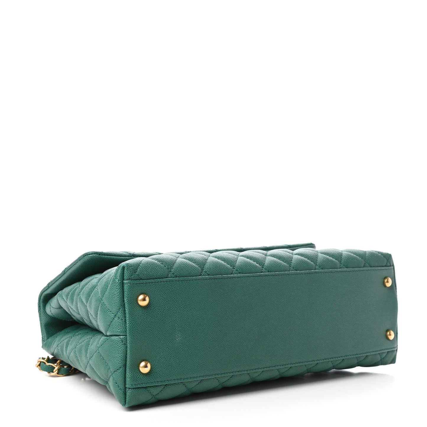 Caviar Quilted Medium Coco Handle Flap Green