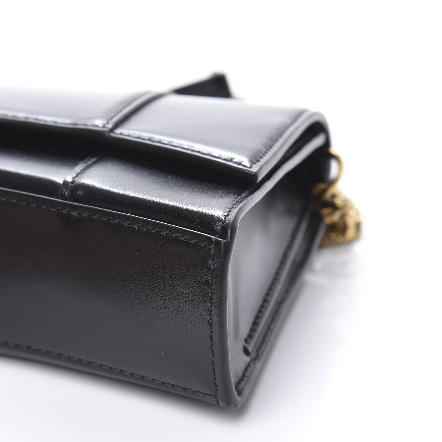 Shiny Box Calfskin Small Hourglass Evening Chain Bag Black