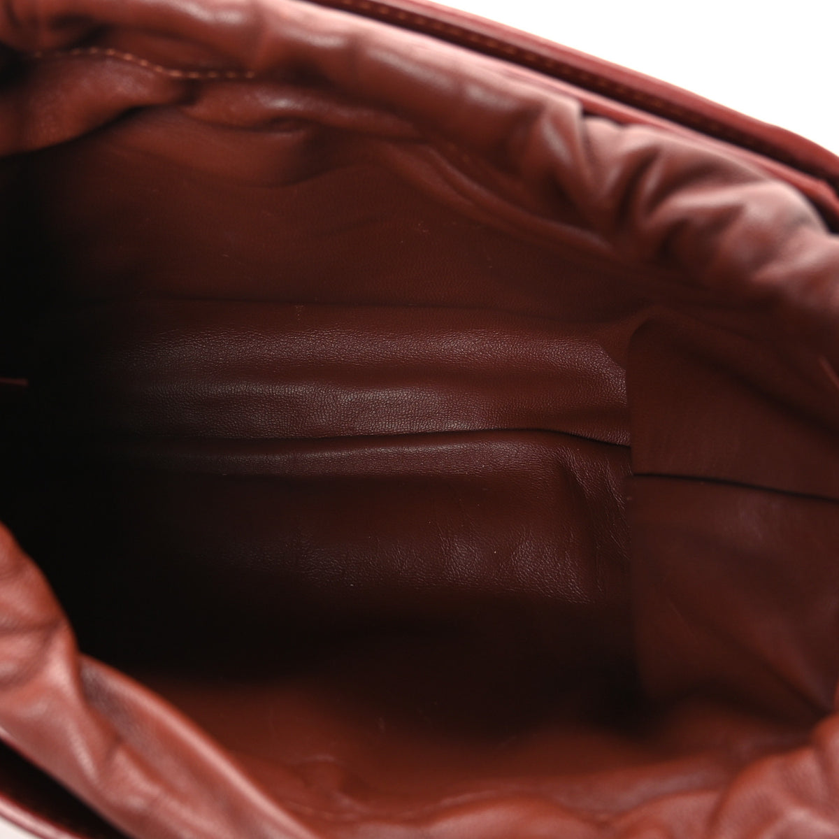 Calfskin Mate Woven Drawstring Shoulder Bag Bold Brown