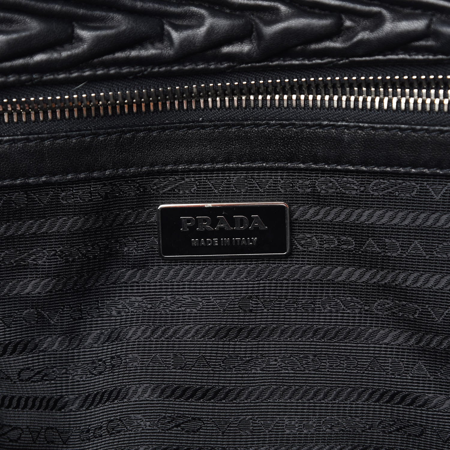 Prada Nappa Chevron Braided Bauletto Bag Black 6 of 9