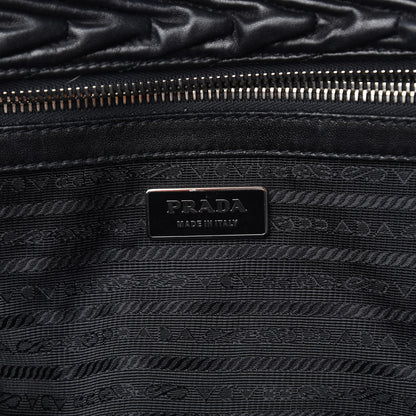 Prada Nappa Chevron Braided Bauletto Bag Black 6 of 9