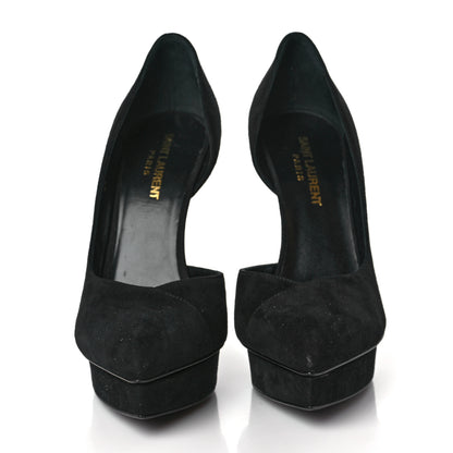 Saint Laurent Suede Janis 105 D'Orsay Pumps 37.5 Black 2 of 8