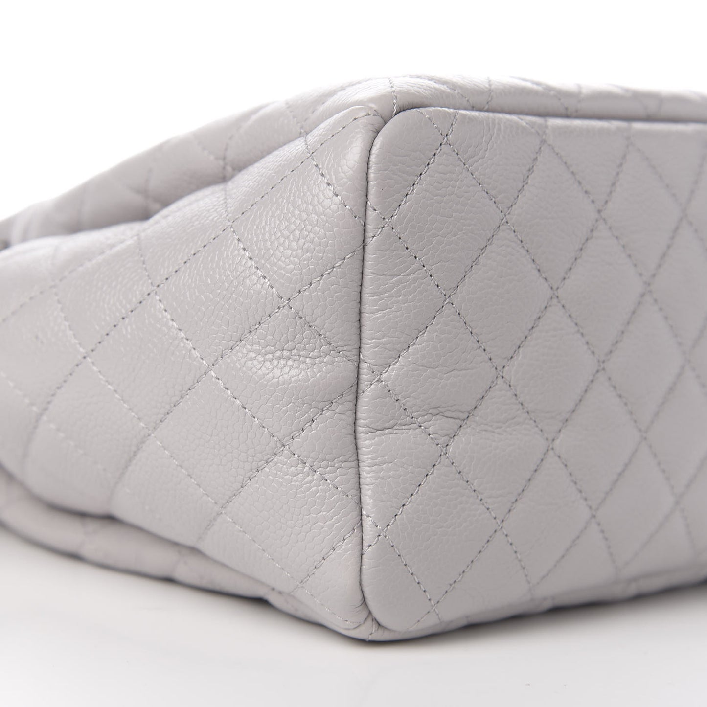 Caviar Quilted Small Chain Bucket Bag Light Gray