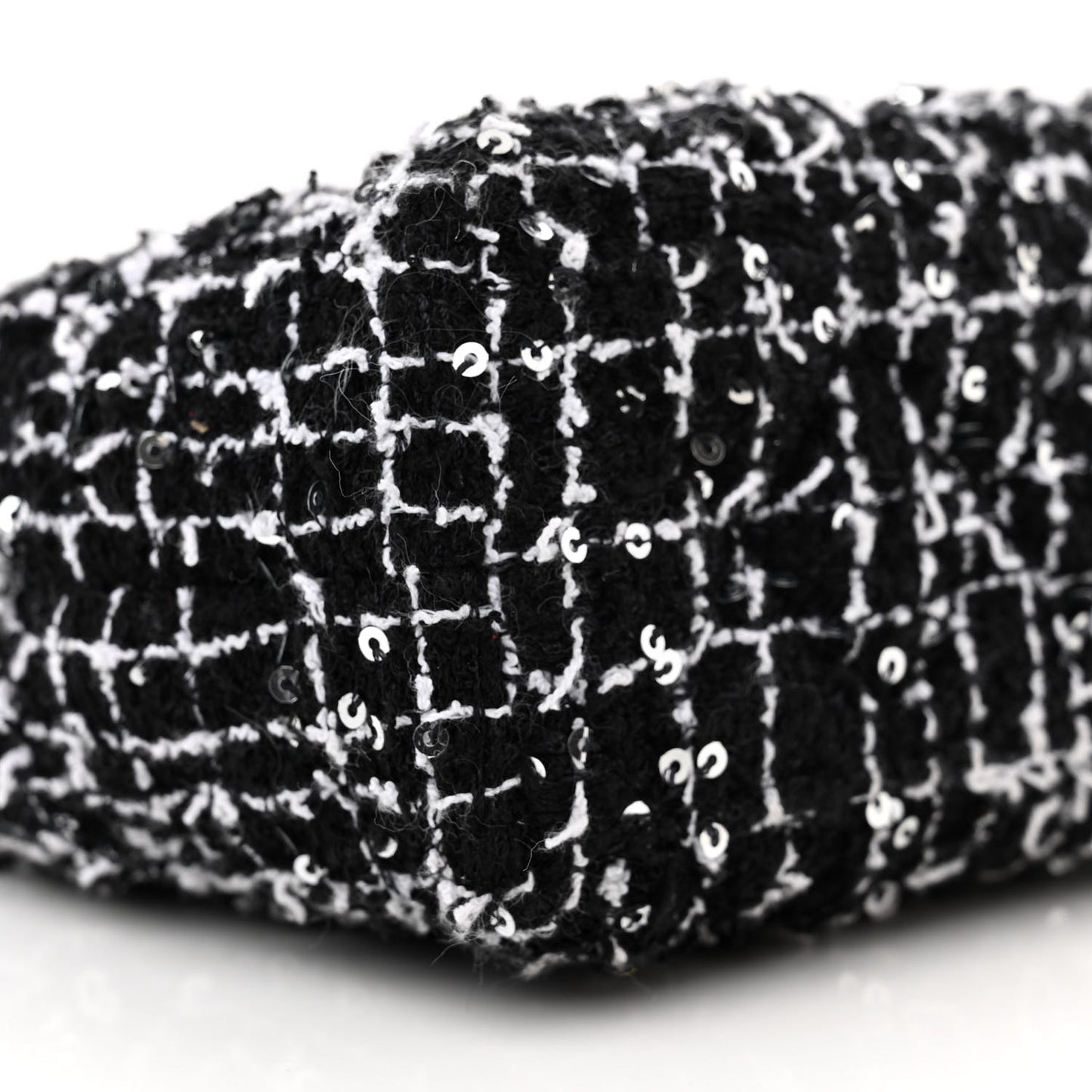 Tweed Quilted Nano Kelly Shopper Black White