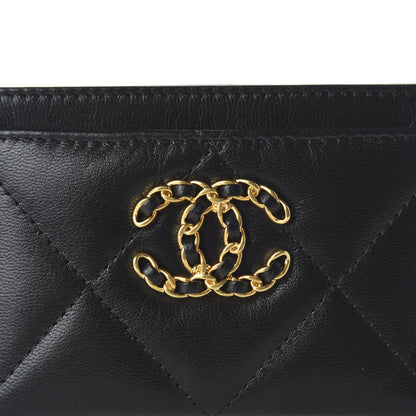 Chanel Shiny Goatskin Quilted Chanel 19 Card Holder Black 11 of 11