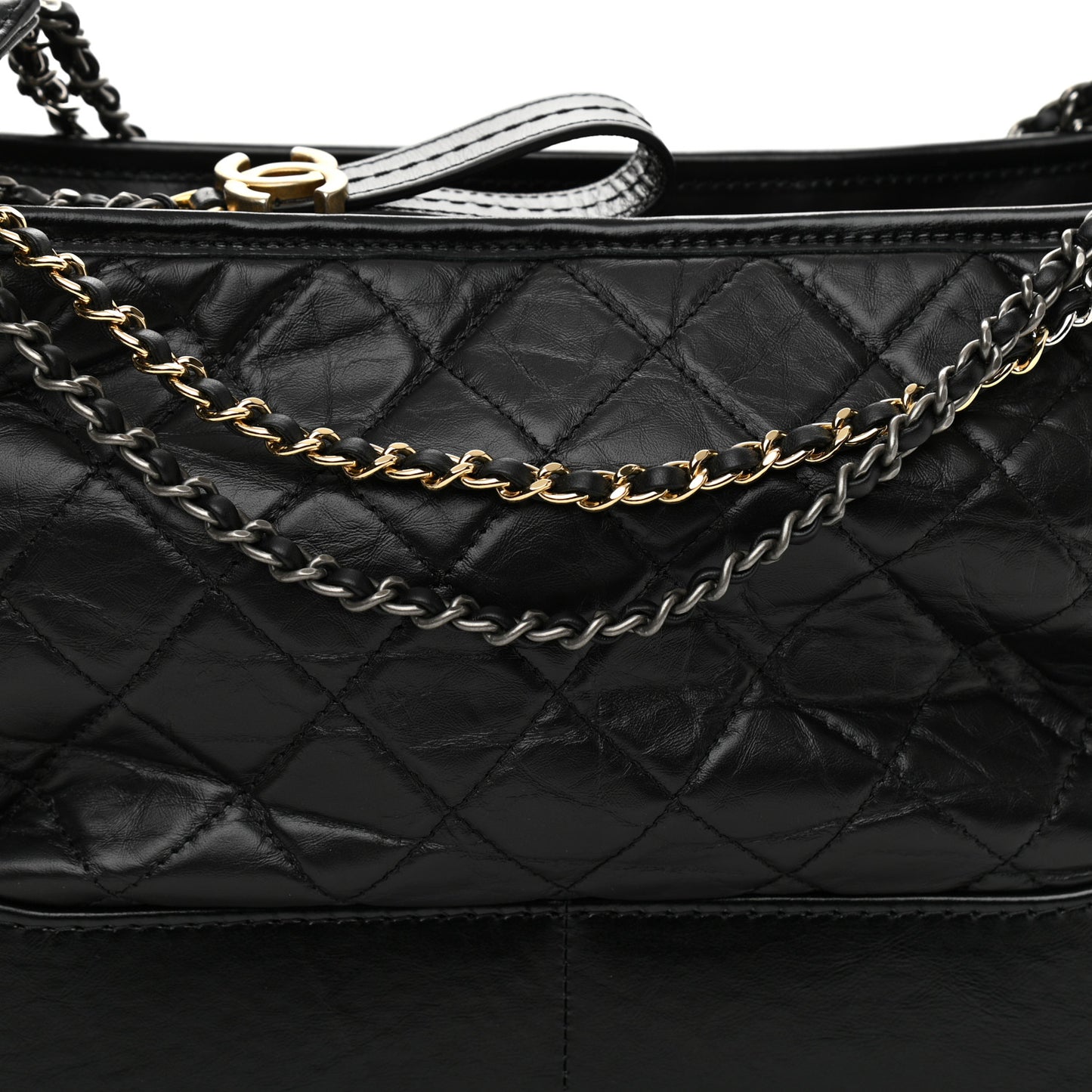 Aged Calfskin Quilted Medium Gabrielle Hobo Black