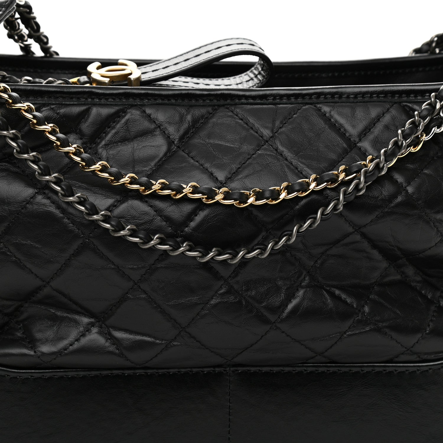 Chanel Aged Calfskin Quilted Medium Gabrielle Hobo Black 7 of 9