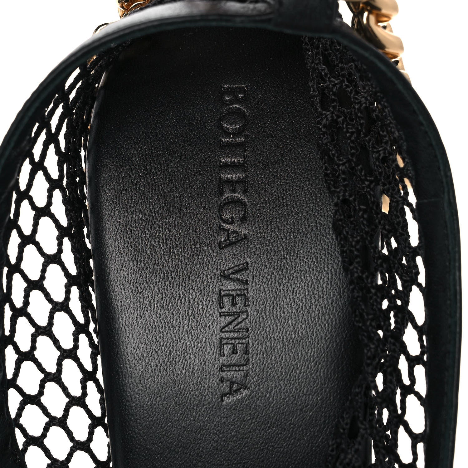 Bottega Veneta Mesh Nappa Chunky Chain Sandals 38.5 Black 7 of 8