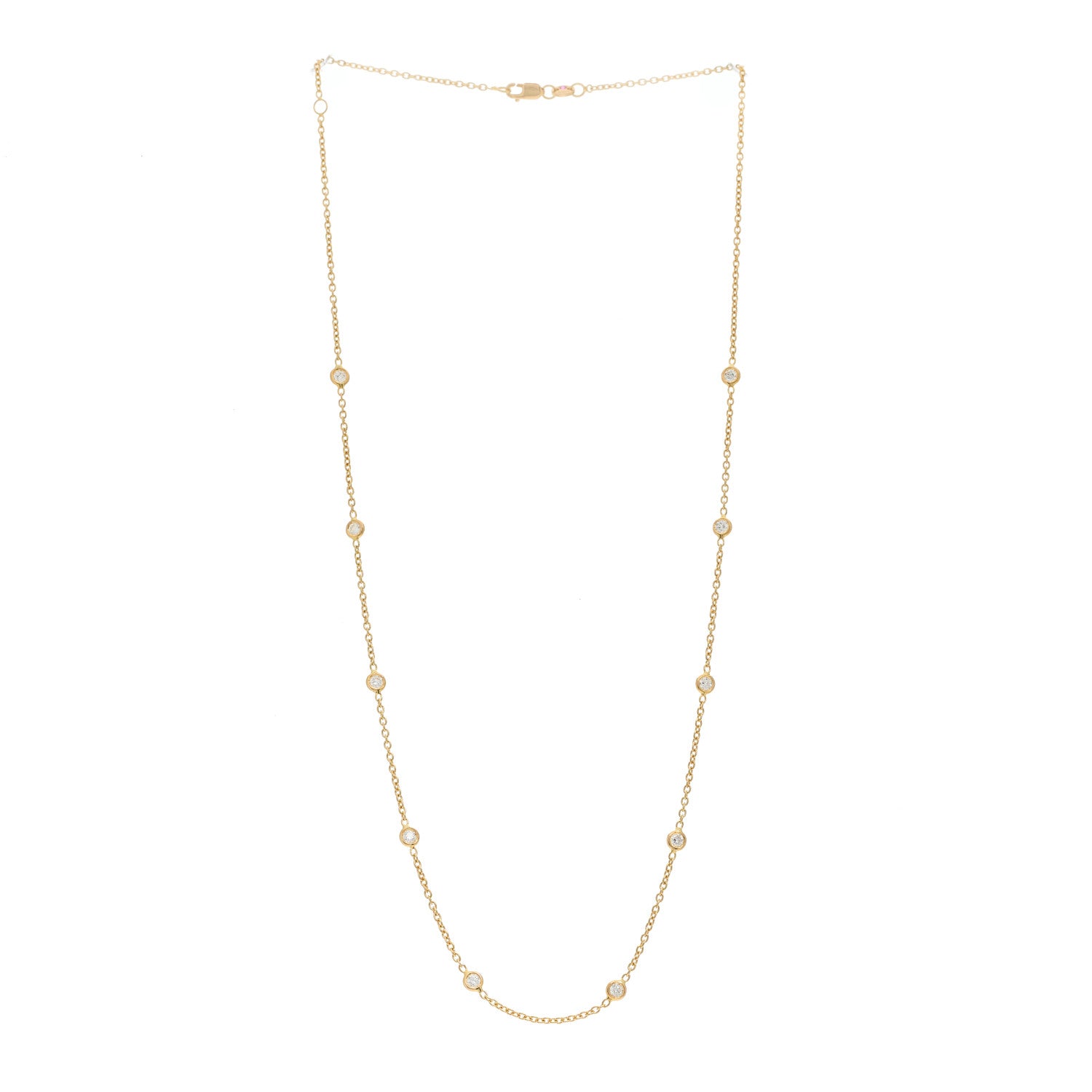 Roberto Coin 18K Yellow Gold Diamond .75ct Diamonds By The Inch Ten Station Necklace 3 of 6