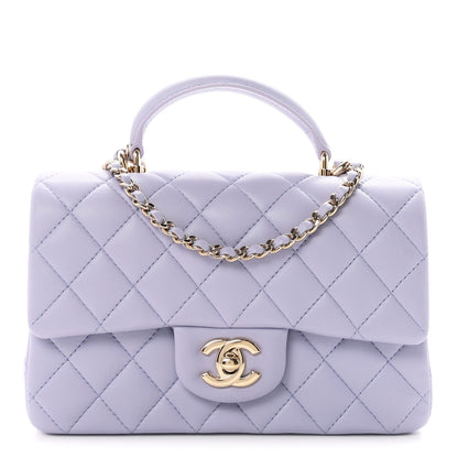 Chanel Lambskin Quilted Mini Top Handle Rectangular Flap Light Purple 1 of 11