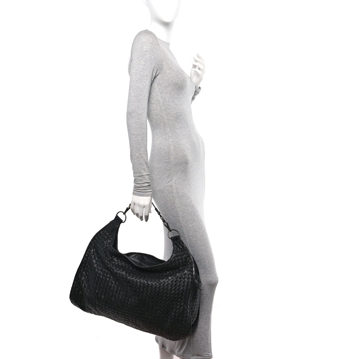 Bottega Veneta Nappa Intrecciato Alligator Hobo Black 2 of 15