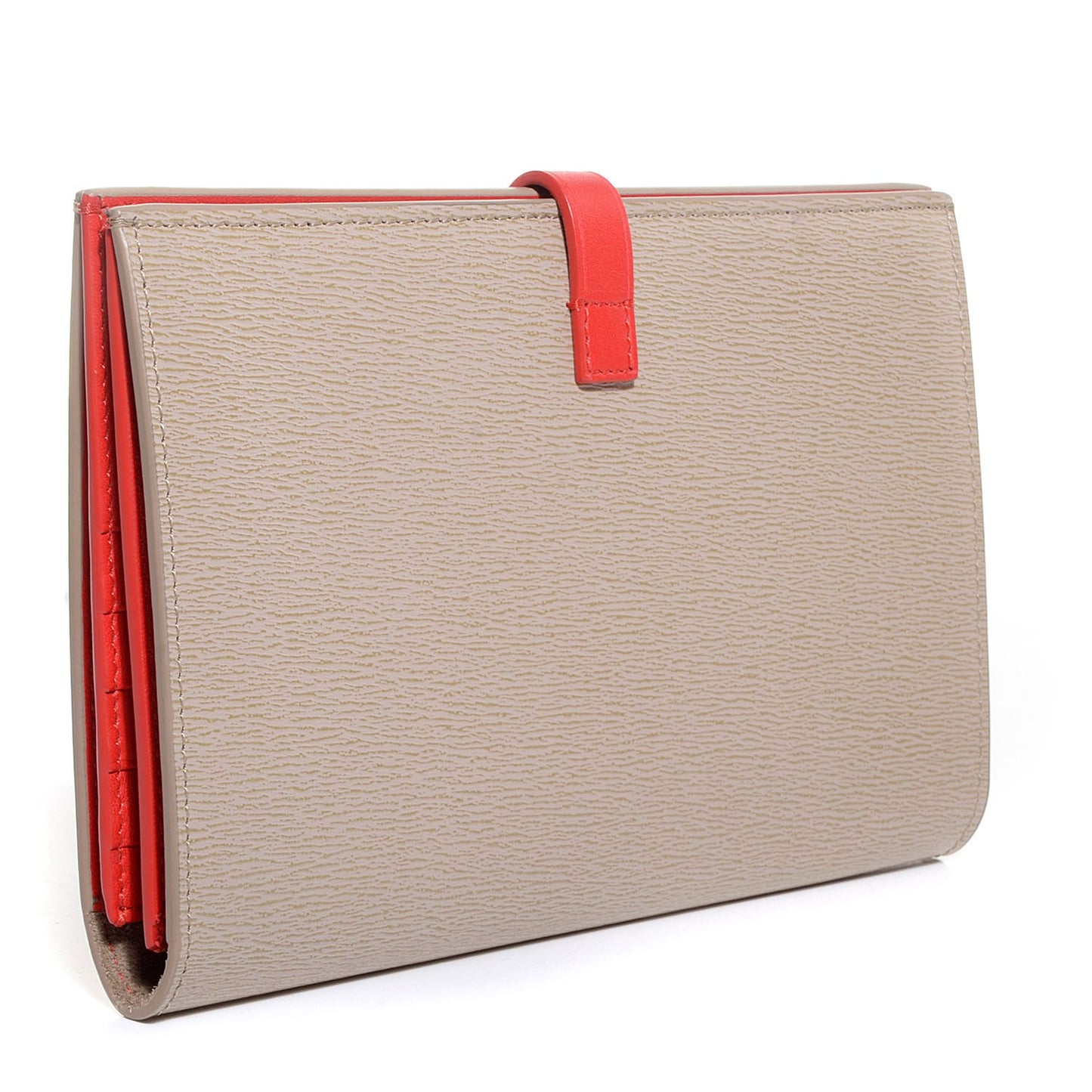 Calfskin Large Multifunction Strap Wallet Light Taupe