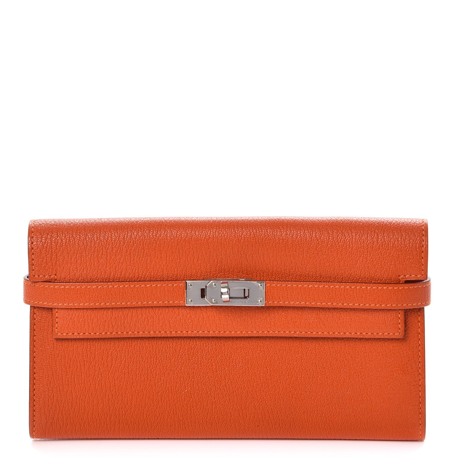 Hermes Chevre Mysore Kelly Longue Wallet Orange 1 of 8