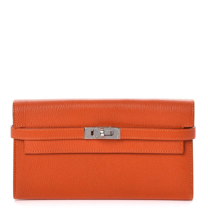 Hermes Chevre Mysore Kelly Longue Wallet Orange 1 of 8