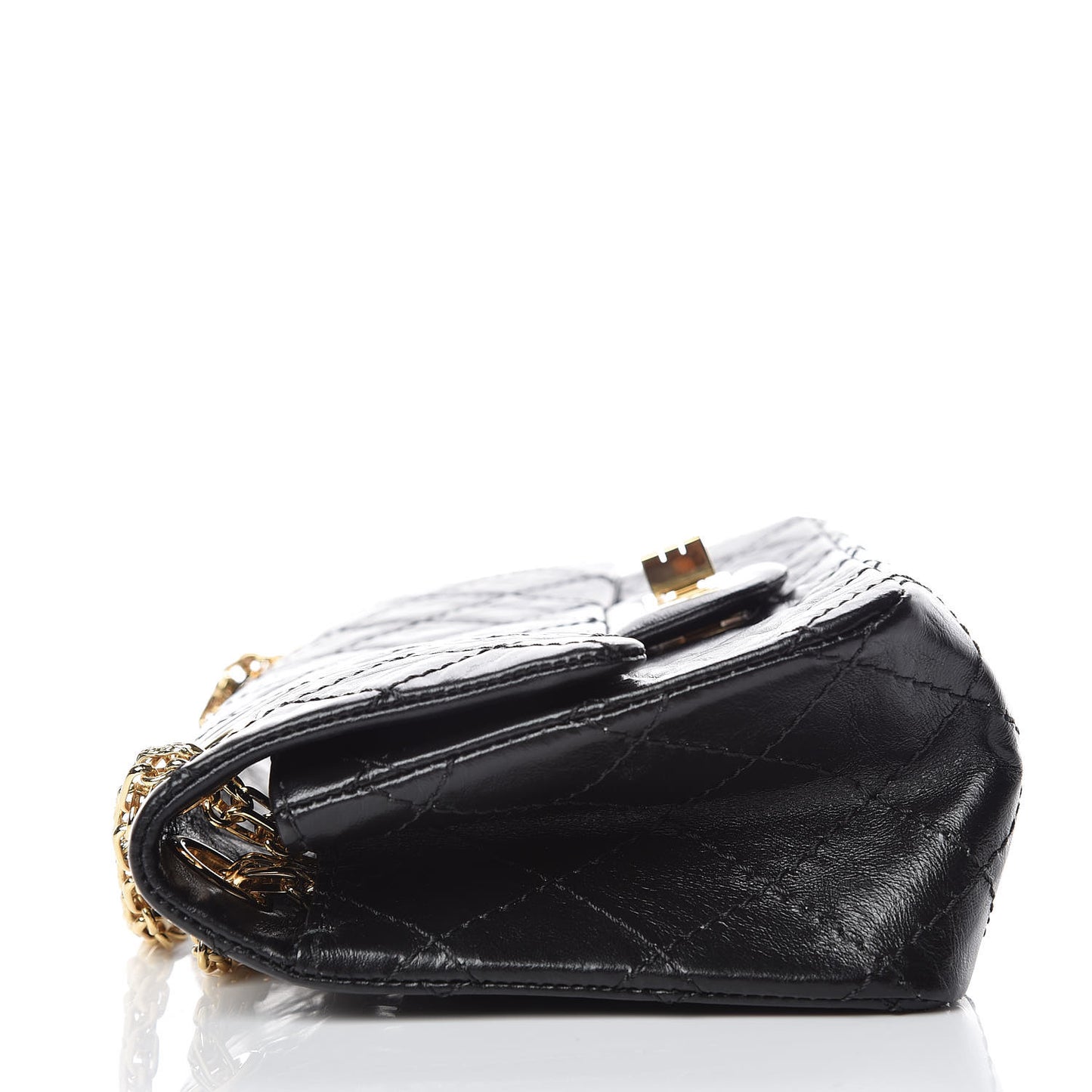 Aged Calfskin Quilted 2.55 Reissue Mini Flap Black