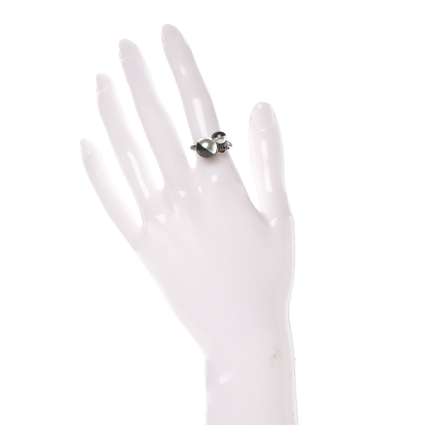 Pearl CC Ring 6 Silver Grey White