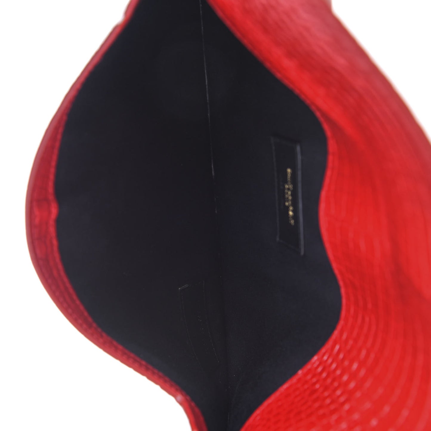 Calfskin Crocodile Embossed Uptown Monogram Clutch Rouge Eros