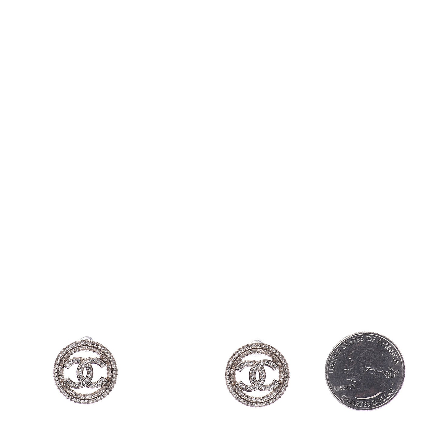 Crystal CC Round Earrings Gold