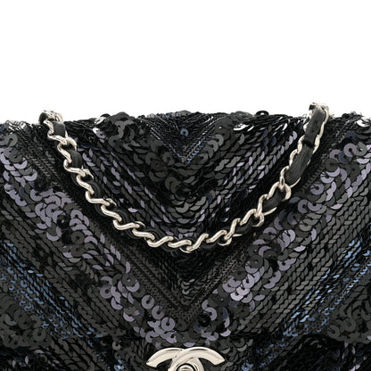 Chanel Sequins Chevron Mini Rectangular Flap Black 8 of 10