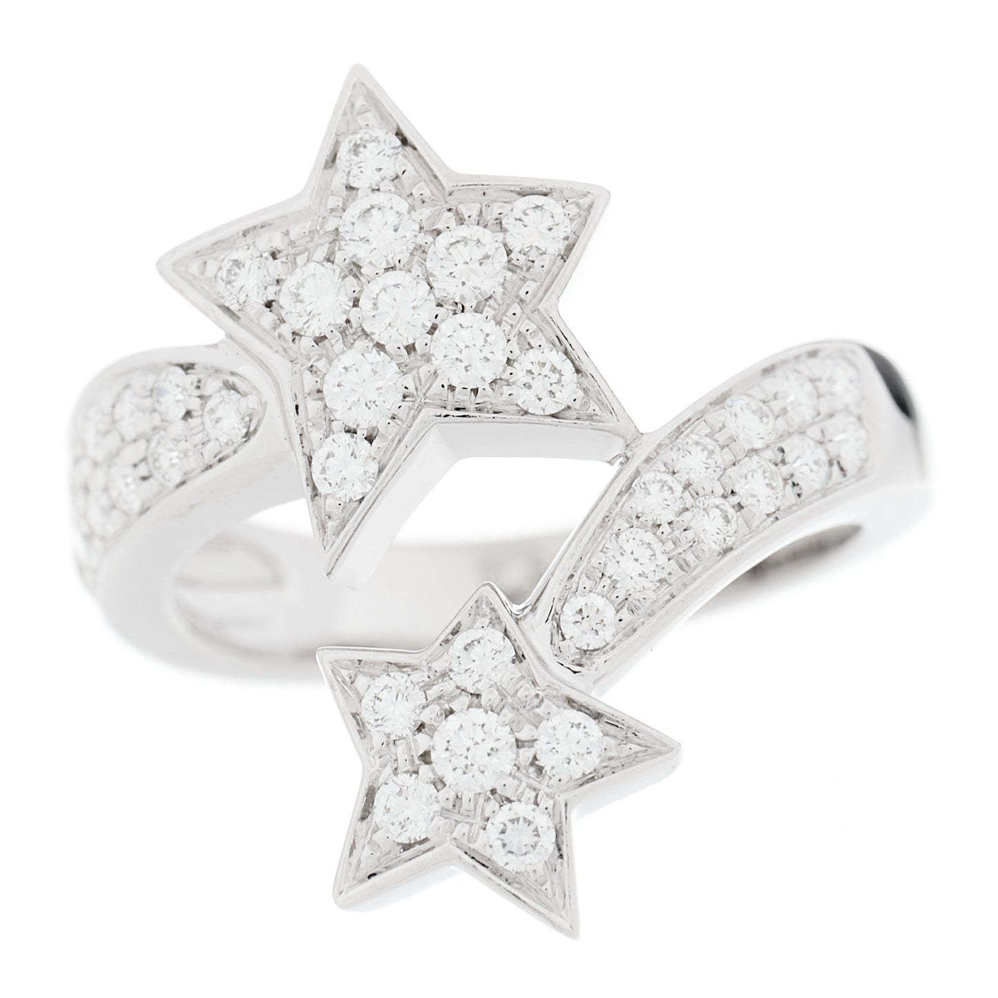 18K White Gold Diamond Comete Geode Ring 52 6