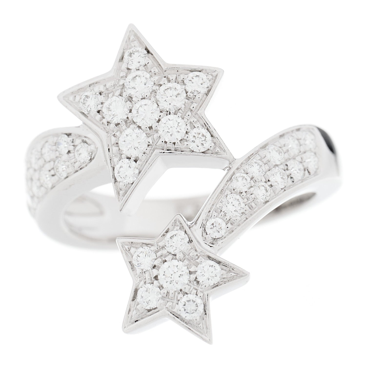 Chanel 18K White Gold Diamond Comete Geode Ring 52 6 1 of 5