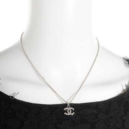 Chanel Crystal CC Timeless Necklace Silver 2 of 5