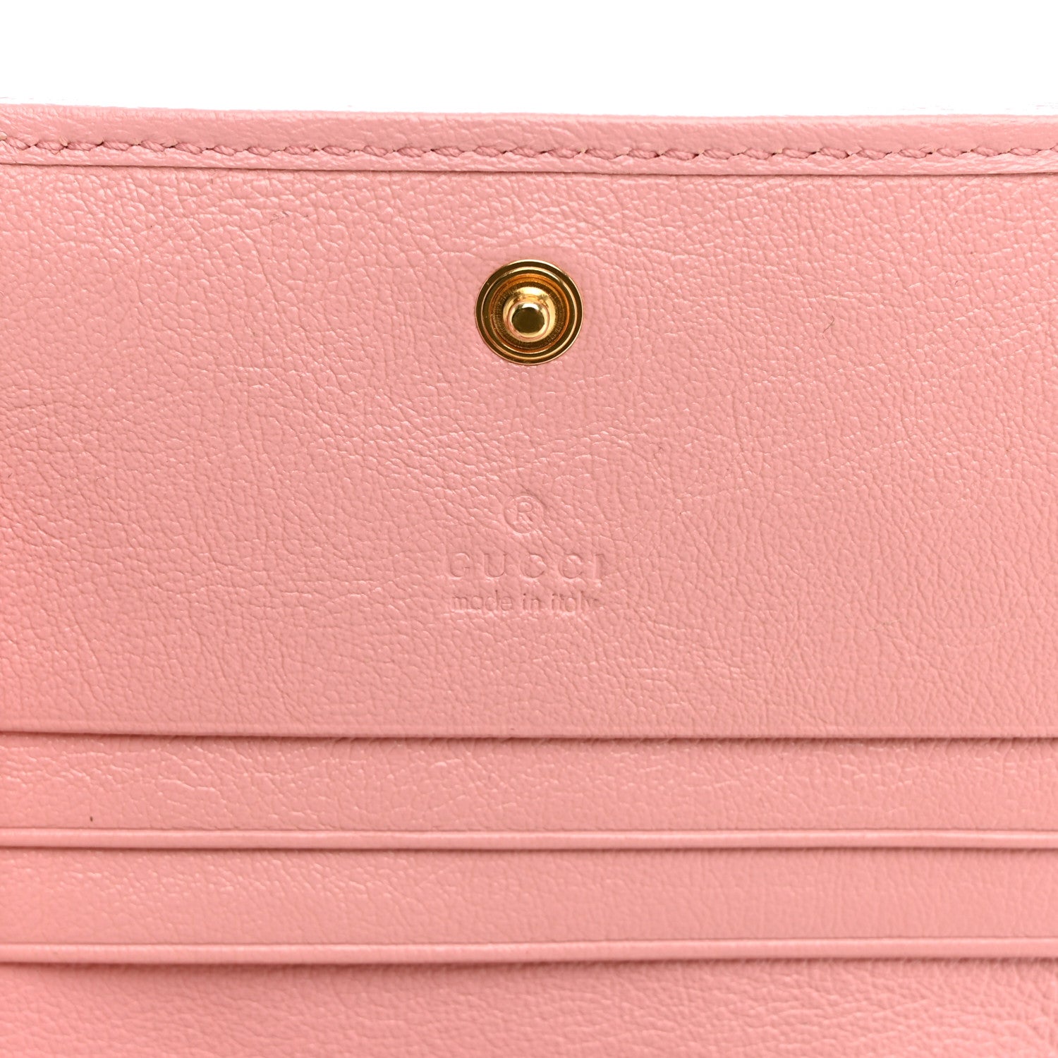 Gucci Azalea Calfskin Enamel Matelasse Diagonal Torchon GG Marmont Card Case New Cherry Red Wild Rose 6 of 7