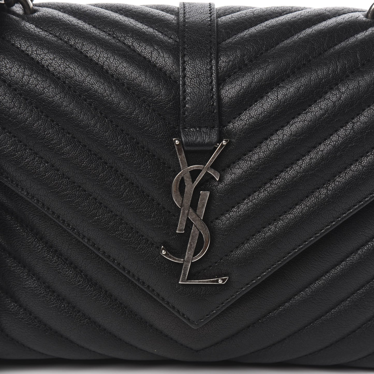 Sheepskin Matelasse Chevron Monogram Medium College Bag Black