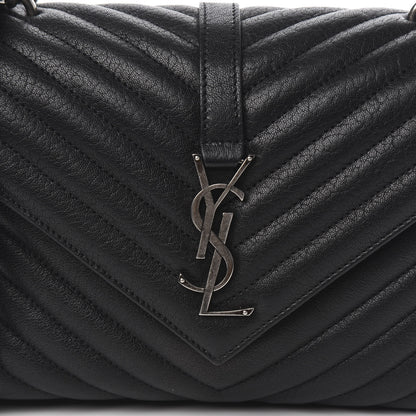 Saint Laurent Sheepskin Matelasse Chevron Monogram Medium College Bag Black 9 of 9