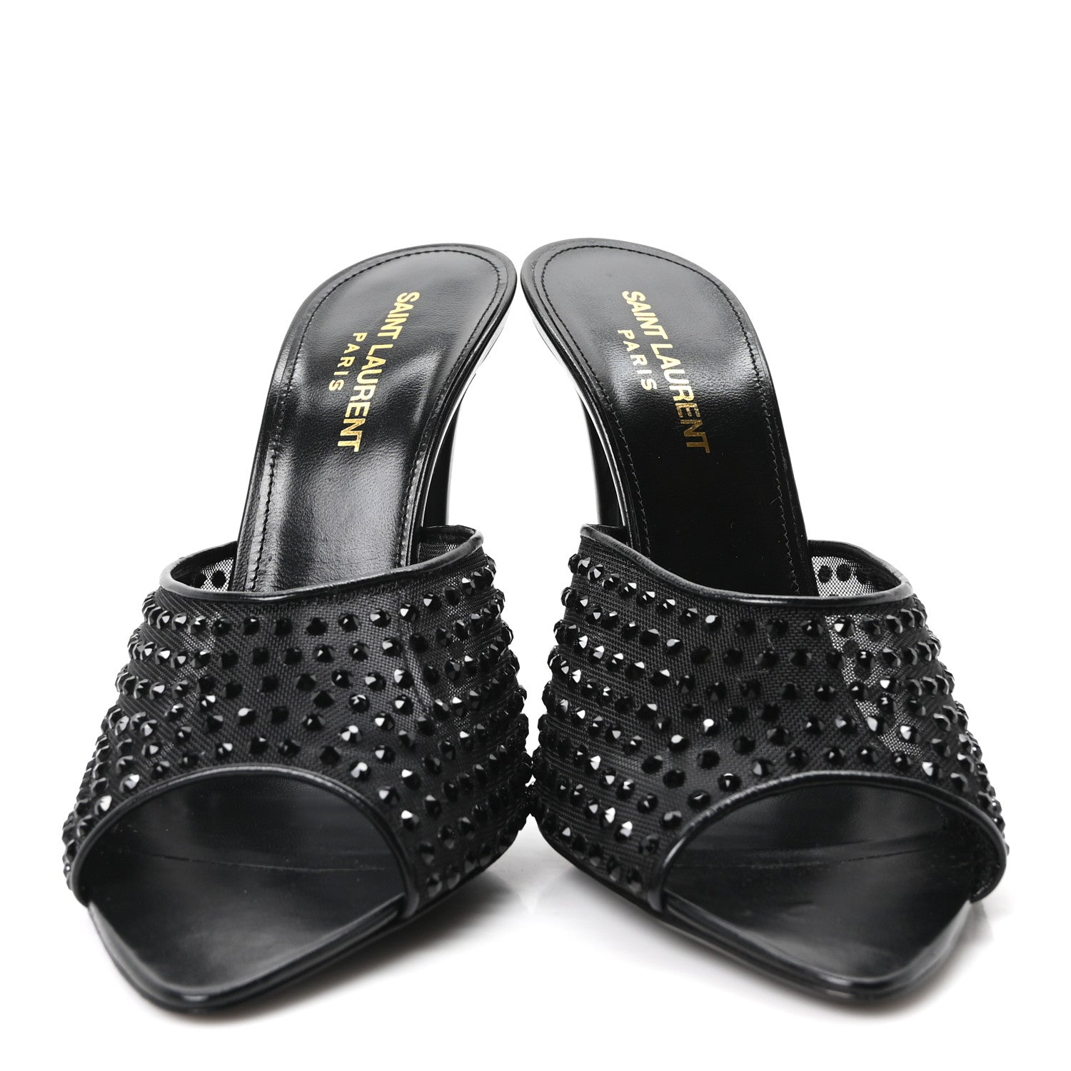 Saint Laurent Tulle Strass Gippy 110 Mule Sandals 38 Black 3 of 9
