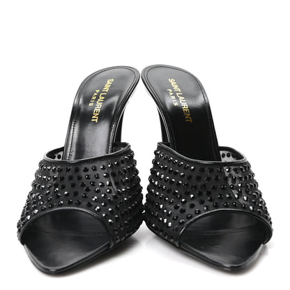 Saint Laurent Tulle Strass Gippy 110 Mule Sandals 38 Black 3 of 9