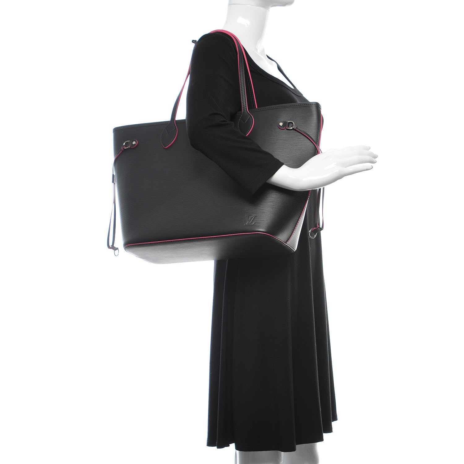Louis Vuitton Epi Neverfull MM Black Hot Pink 2 of 8