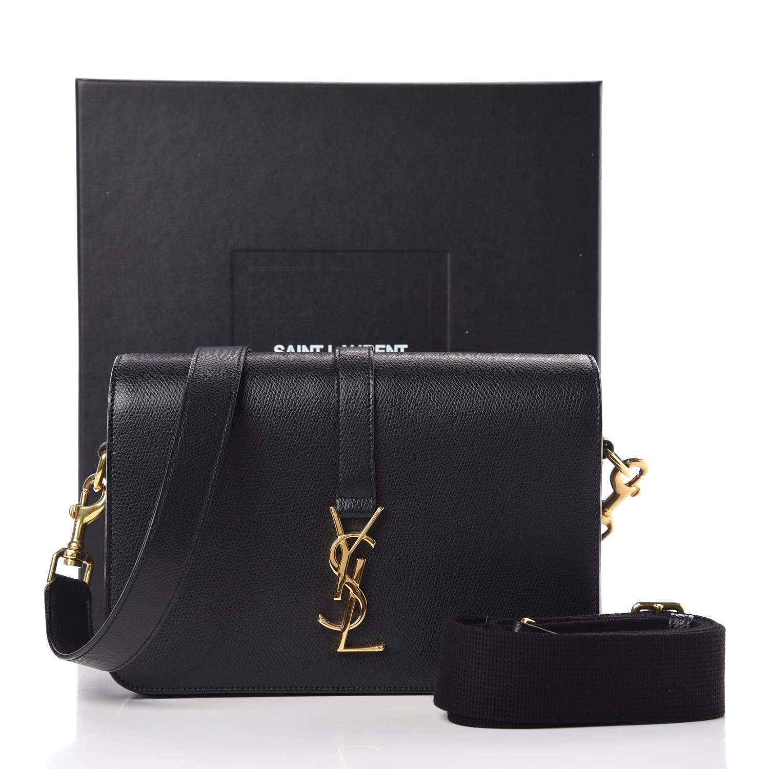 Saint Laurent Textured Calfskin Medium Classic Monogram Universite Bag Black 12 of 12