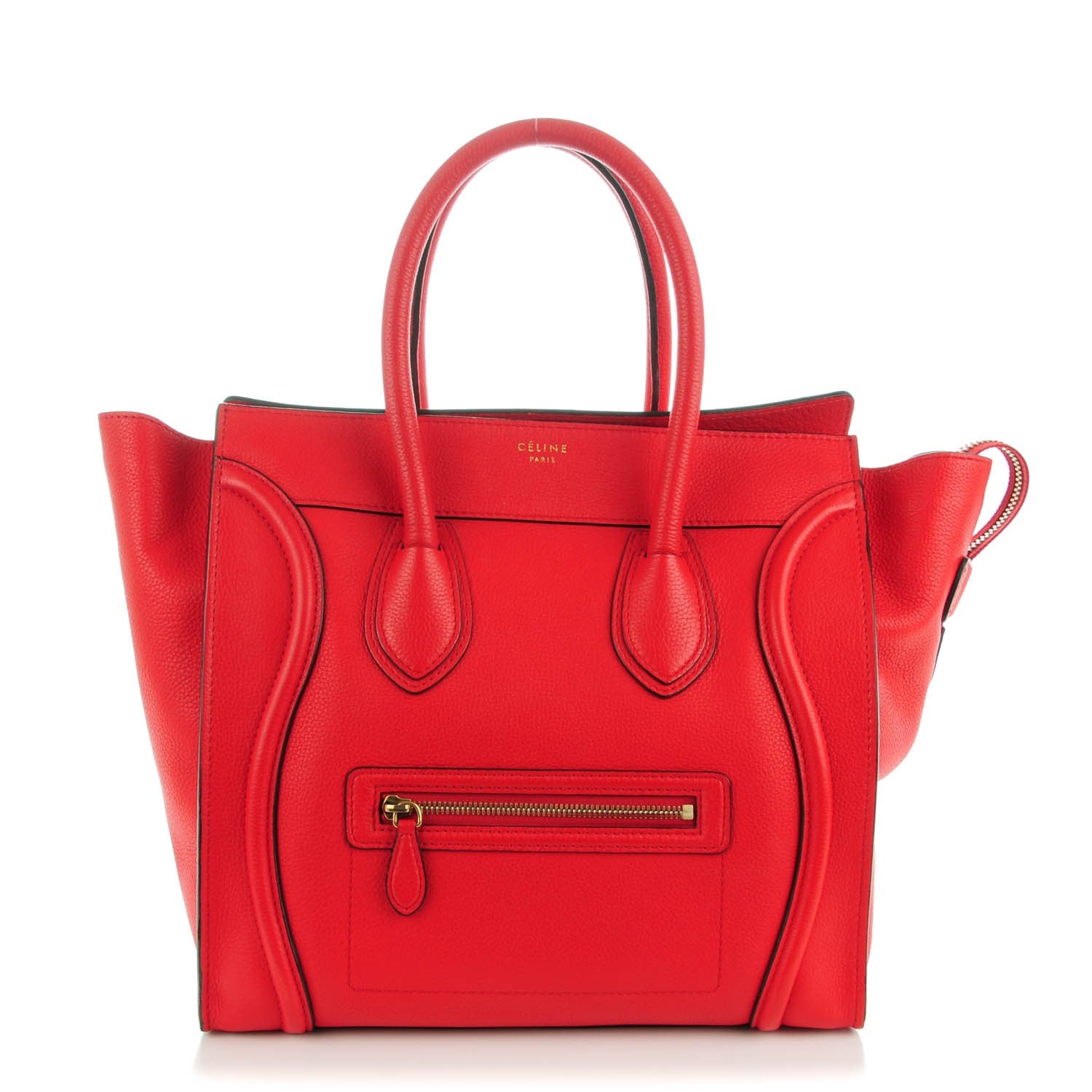 Celine Drummed Calfskin Mini Luggage Coquelicot 1 of 7