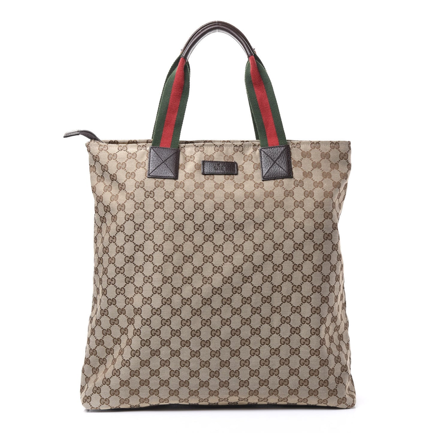 GG Monogram Large Web Handle Vertical Tote Dark Brown