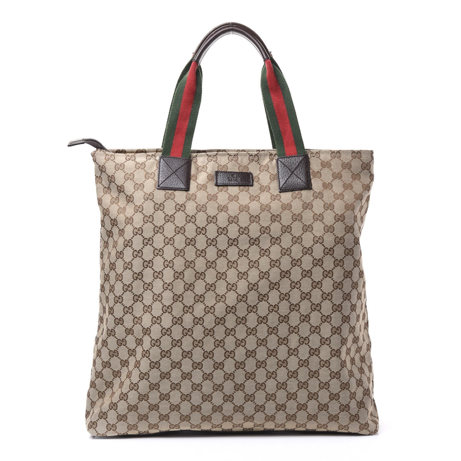 Gucci GG Monogram Large Web Handle Vertical Tote Dark Brown 1 of 8