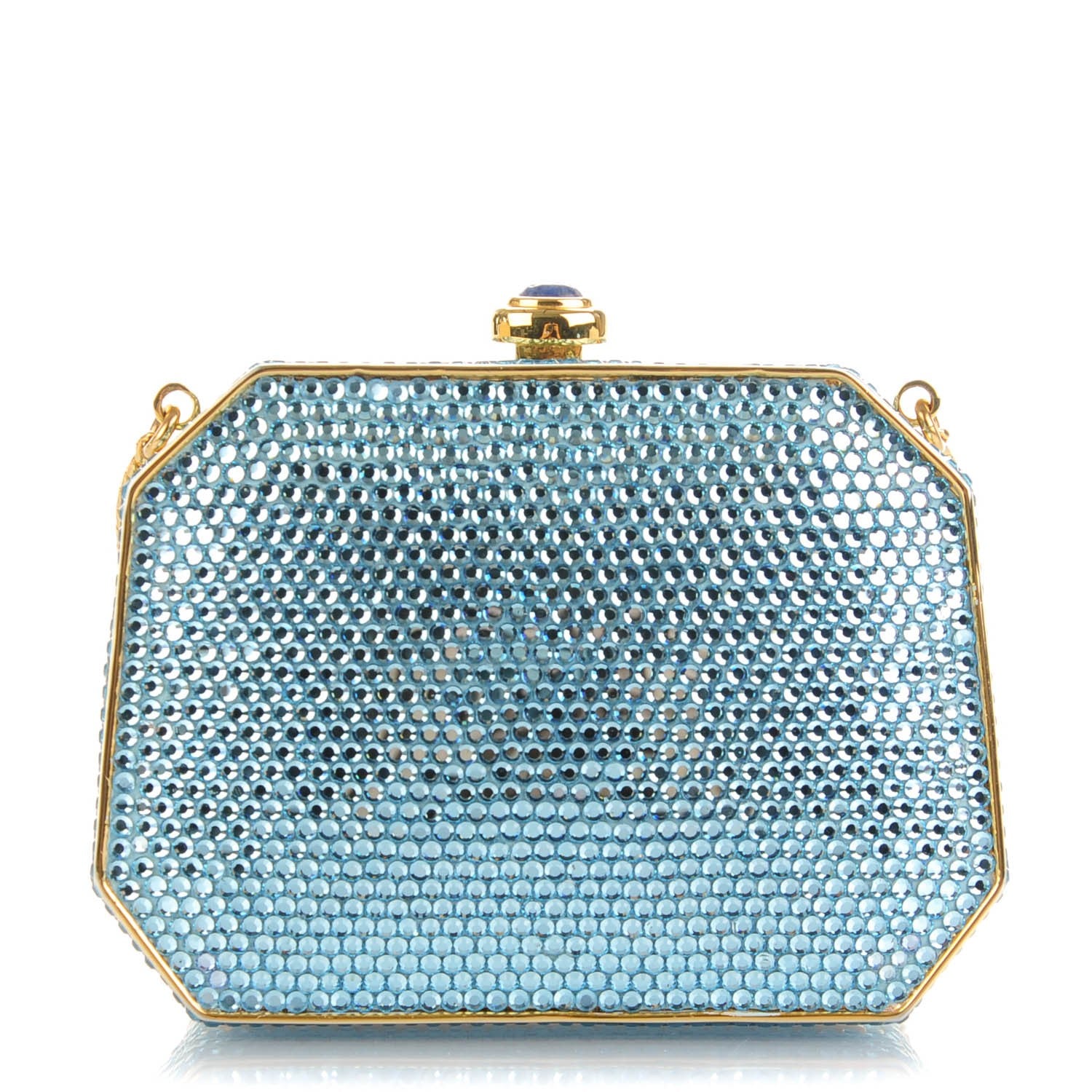 Judith Leiber Swarovski Crystal Minaudière Clutch Blue 1 of 6