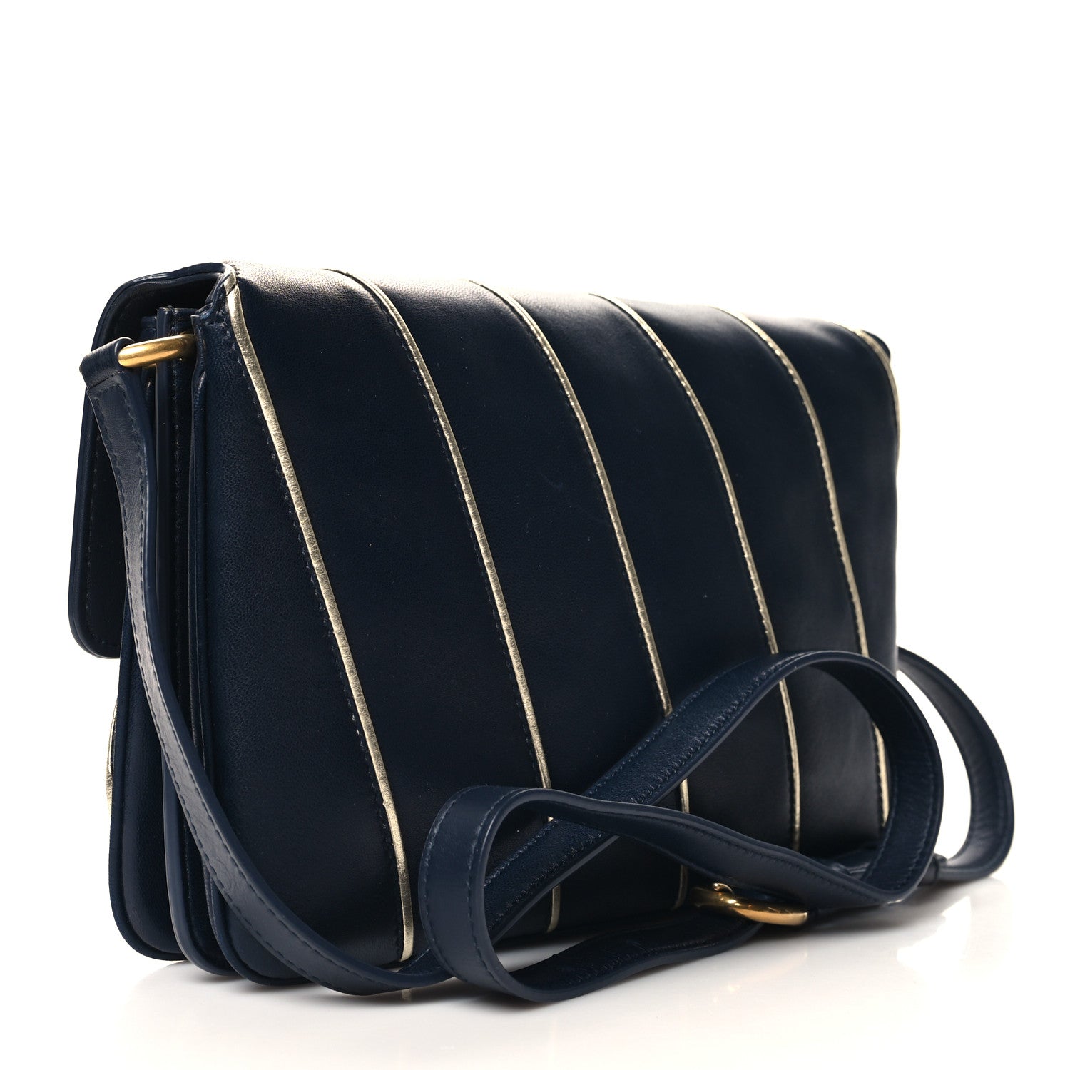 Saint Laurent Lambskin Quilted Le Maillon Satchel Marine 3 of 13