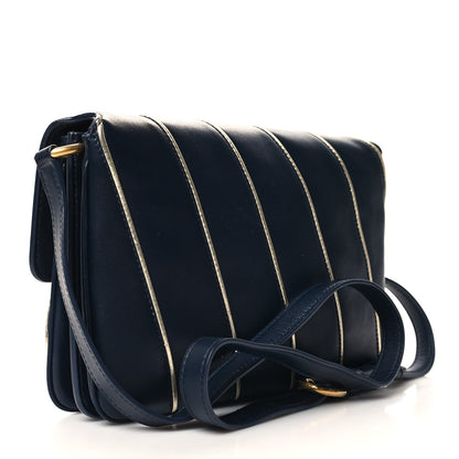 Saint Laurent Lambskin Quilted Le Maillon Satchel Marine 3 of 13