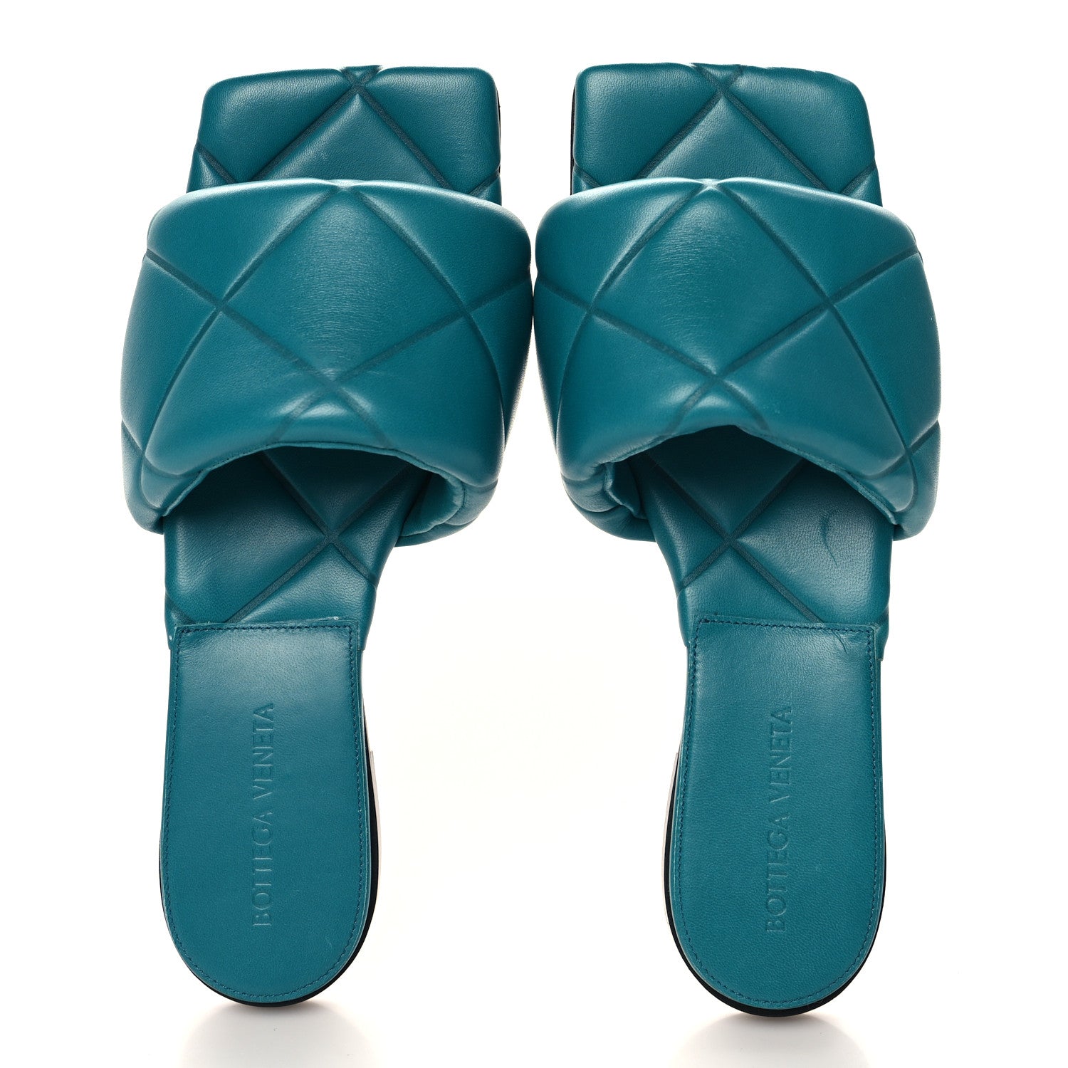 Bottega Veneta Nappa Quilted Rubber Lido Flat Sandals 37.5 Duck Green 2 of 10