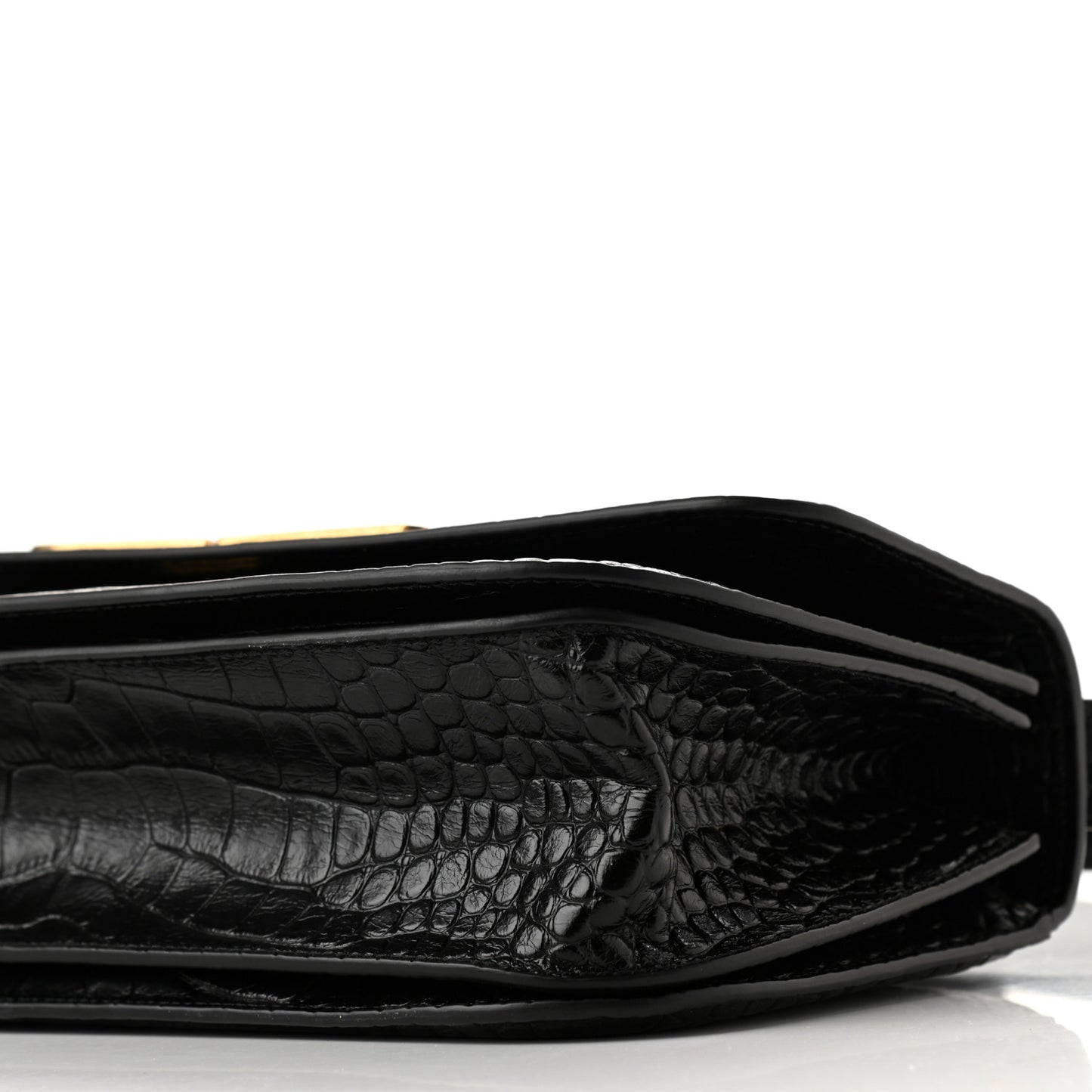 Extra Supple Calfskin Crocodile Embossed Medium Gossip Bag Black