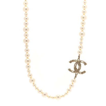 Chanel Pearl Crystal CC Choker Necklace Gold 1 of 6