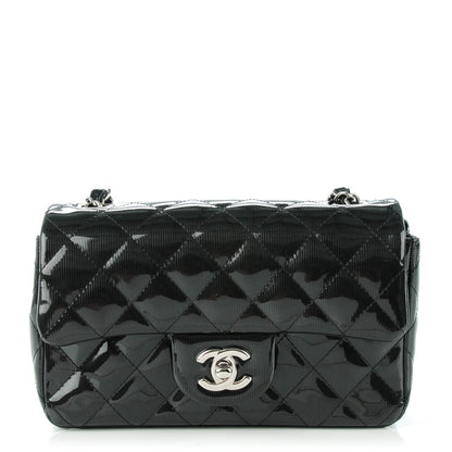 Chanel Striated Patent Quilted Mini Rectangular Flap Black 1 of 9