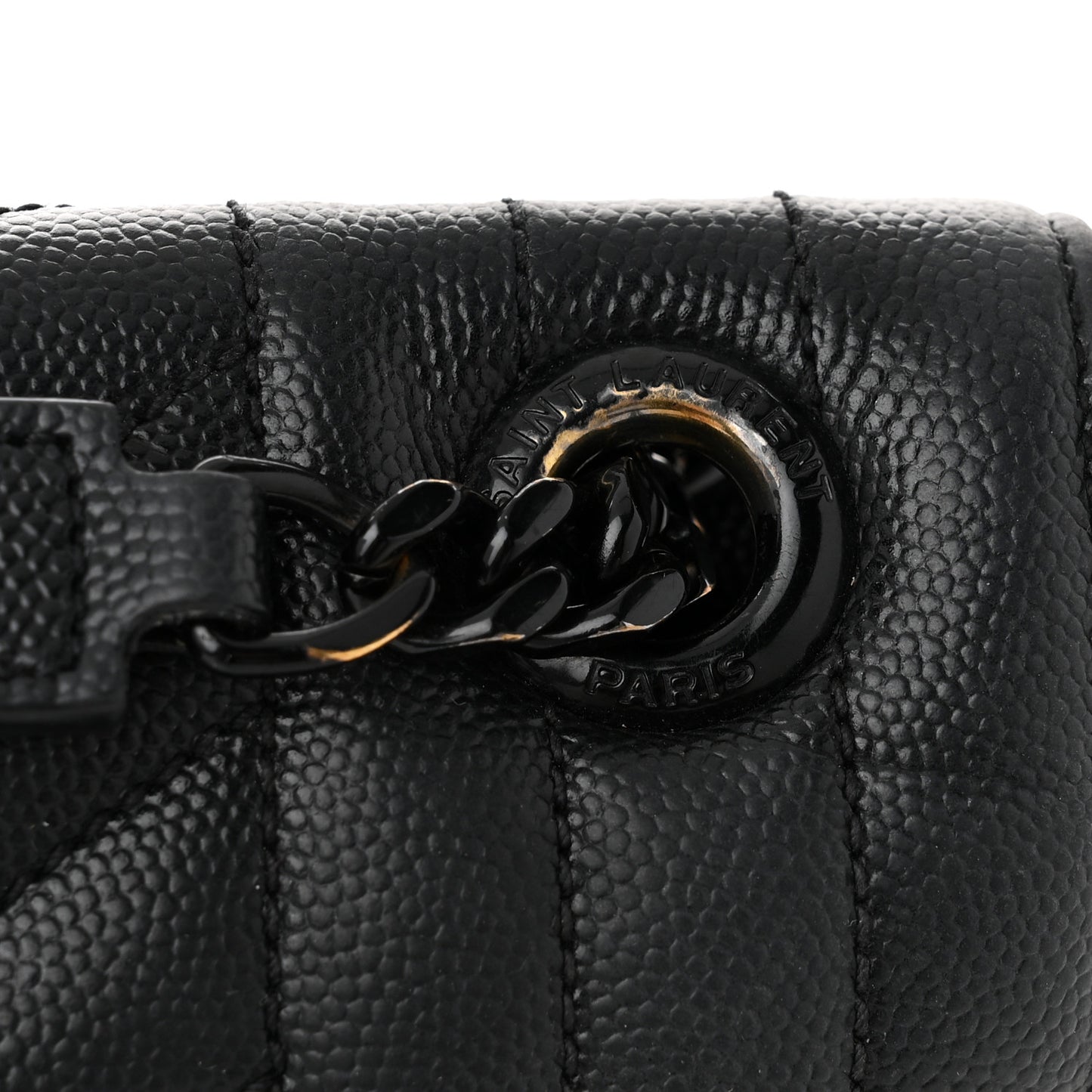 Grain De Poudre Textured Mixed Matelasse Large Triquilt Monogram Monochrome Satchel Black