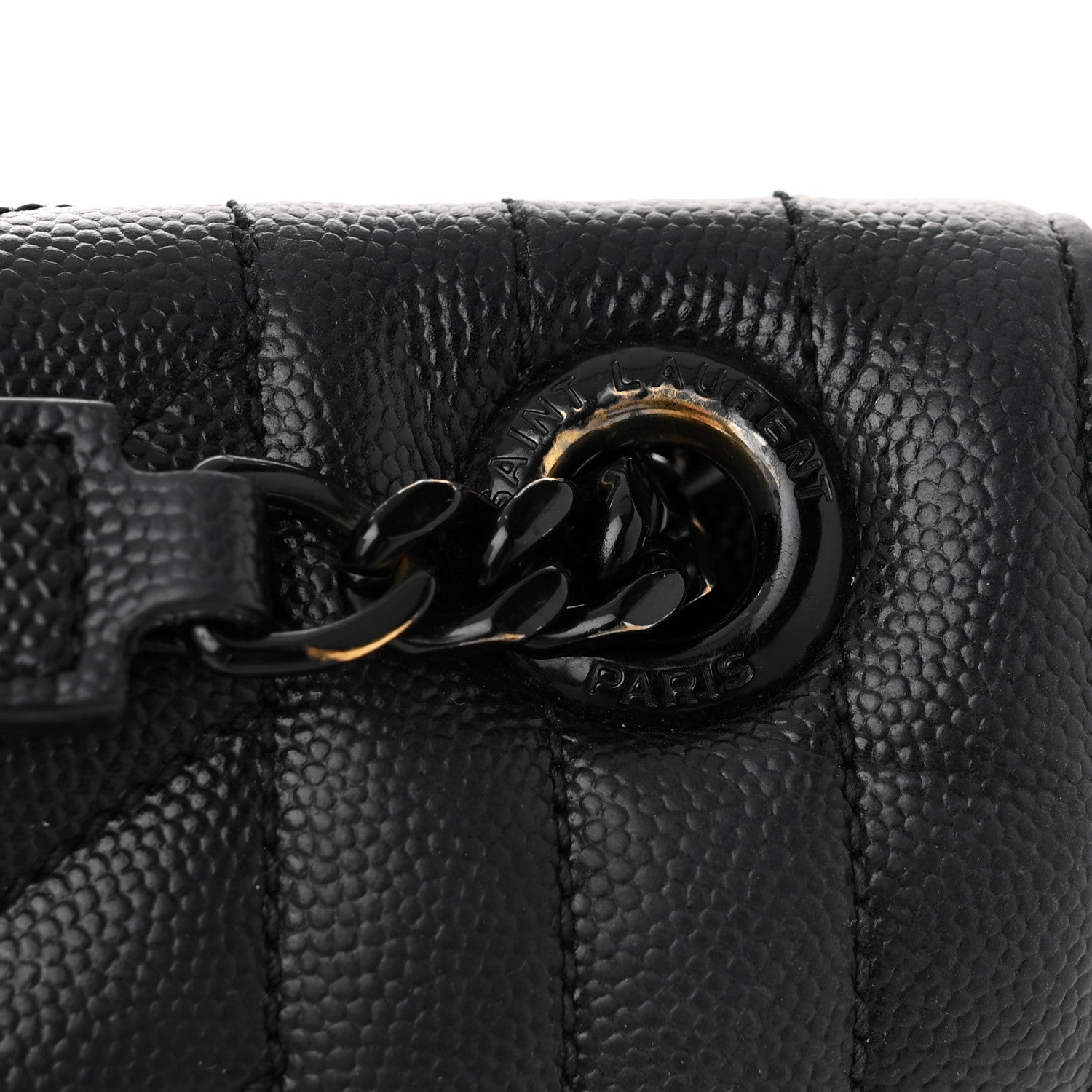 Saint Laurent Grain De Poudre Textured Mixed Matelasse Large Triquilt Monogram Monochrome Satchel Black 12 of 12