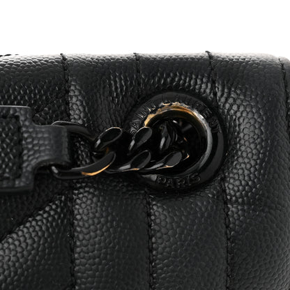 Saint Laurent Grain De Poudre Textured Mixed Matelasse Large Triquilt Monogram Monochrome Satchel Black 12 of 12