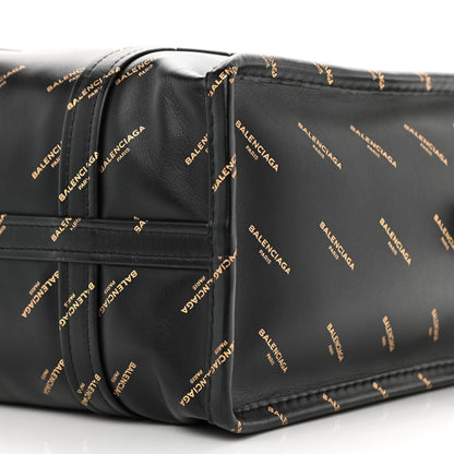 Balenciaga Calfskin Allover Logo Small Bazar Shopper Tote Black Gold 10 of 10