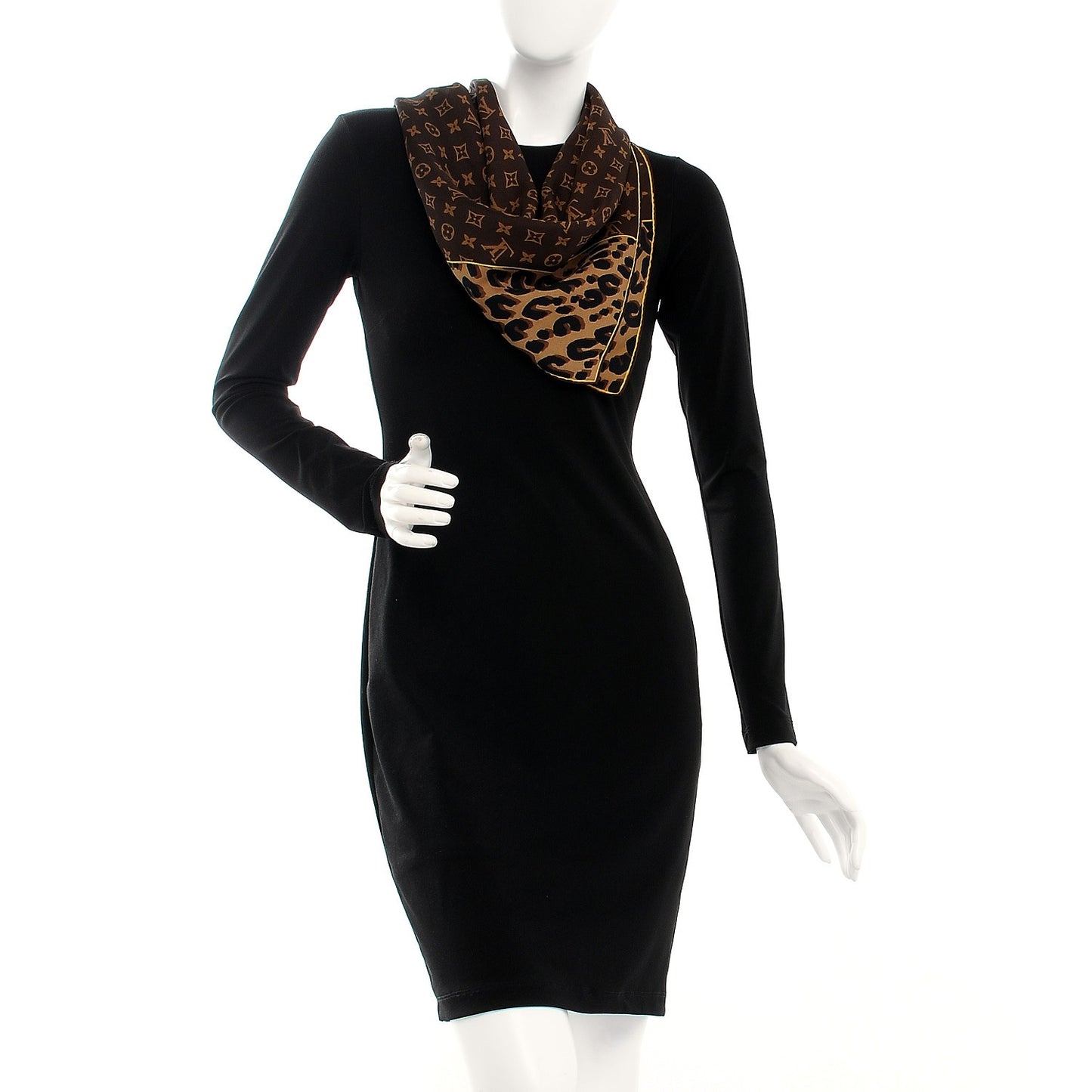 Silk Leopard Monogram Square Scarf