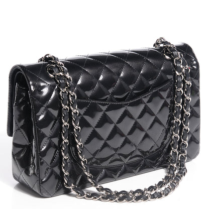 Chanel Striated Patent Quilted Medium Double Flap Black 3 of 8